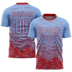 Jersey Fußball Rot Licht Uniform Custom Blau Sublimation