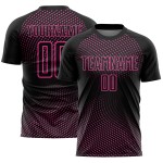 Jersey Custom Schwarz Fußball Uniform Rosa Geometrische Sublimation Linien