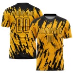 Schwarze Uniform Gold Fußball Sublimation Jersey Custom