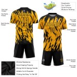 Schwarze Uniform Gold Fußball Sublimation Jersey Custom