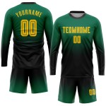 Fade Jersey Custom Fußball Lange Gold-Schwarz Sublimation Grün Mode Uniform Ärmel Kelly Fade Jersey Custom Fußball Lange Gold-Schwarz Sublimation Grün Mode Uniform Ärmel Kelly