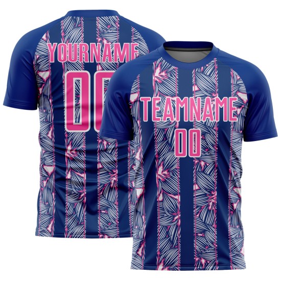 Royal Flowers Pink-Weiß Sublimation Uniform Fußballtrikot Custom