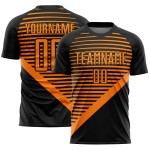 Schwarz Custom Uniform Sublimation Fußball Streifen Jersey Bay Orange
