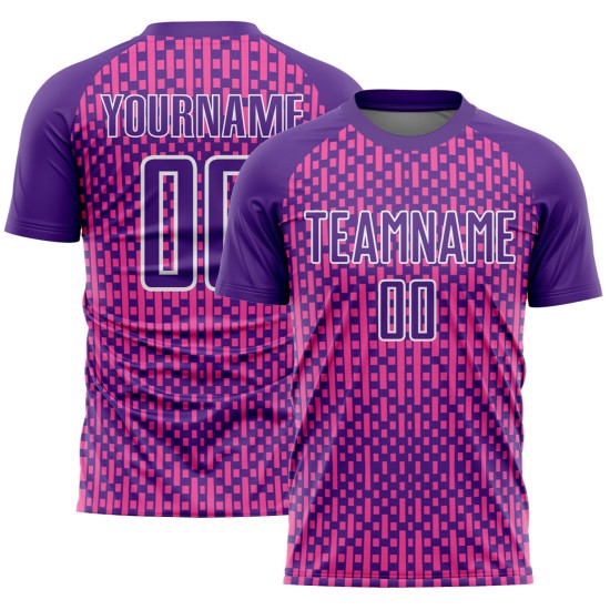 Fußball Formen Sublimation Uniform Custom Lila Rosa-Weiß Abstrakte Jersey
