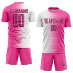 Benutzerdefinierte Uniform Sublimation Fußball Linie Gradient Weiß-Schwarz Jersey Rosa