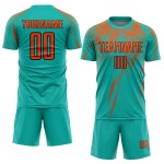 Fußball Custom Aqua Uniform Jersey Orange-Schwarz Sublimation