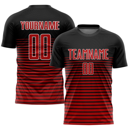 Schwarz-Rot-Weiß-Trikot Sublimation Custom Fußballuniform
