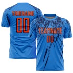 Blaues Pulver Benutzerdefinierte Sublimation Fußballtrikot Uniform Orange-Navy