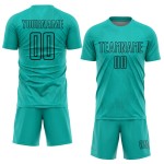 Aqua Fußball Jersey Custom Schwarz Formen Geometrische Uniform Sublimation