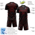 Schwarze Sublimation Fußball Rot Uniform Lightning Custom Jersey