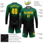 Fade Jersey Custom Fußball Lange Gold-Schwarz Sublimation Grün Mode Uniform Ärmel Kelly Fade Jersey Custom Fußball Lange Gold-Schwarz Sublimation Grün Mode Uniform Ärmel Kelly