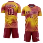 Sublimation Fußballuniform Custom Crimson-Weiß Jersey Gold