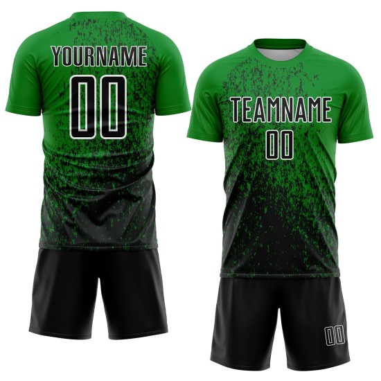 Fußball Kunst Sublimation Grün Fragment Uniform Abstrakte Schwarz-Weiß Gras Jersey Custom