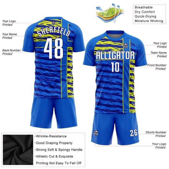 Marineblau-Gold Royal Sublimation Uniform Trikot Weiß Fußball Custom