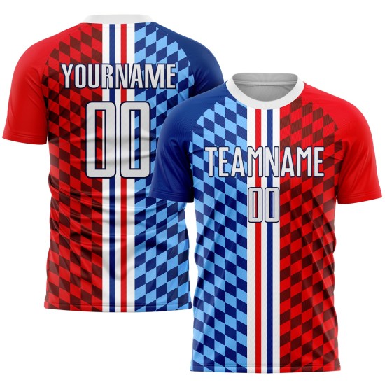 Weiß-Royal Fußball Figur Trikot Sublimation Uniform Custom