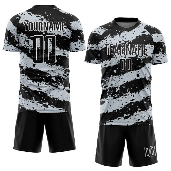 Sublimation Grau-Weiß Schwarz Jersey Fußball Custom Splash Light Uniform