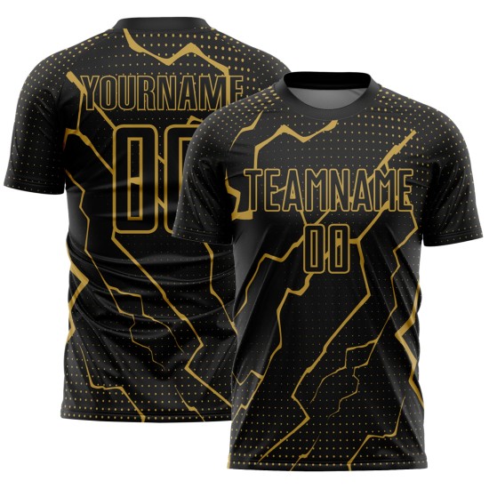 Alte benutzerdefinierte Lightning Gold Sublimation Jersey Uniform schwarz Fußball