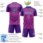Fußball Formen Sublimation Uniform Custom Lila Rosa-Weiß Abstrakte Jersey