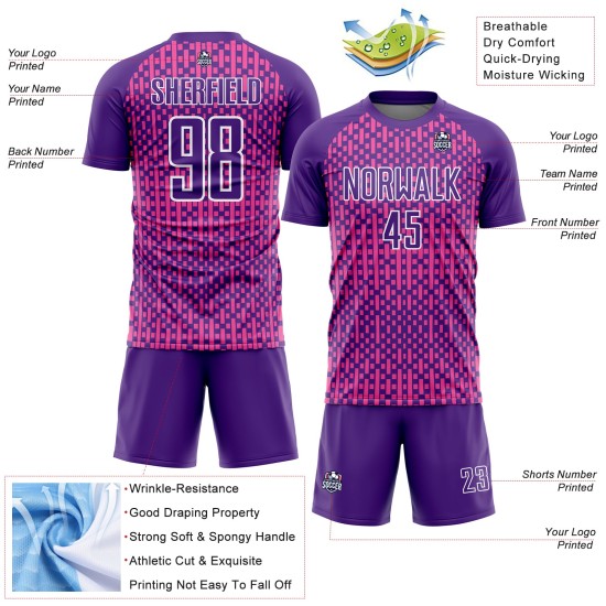 Fußball Formen Sublimation Uniform Custom Lila Rosa-Weiß Abstrakte Jersey