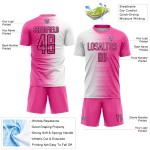 Benutzerdefinierte Uniform Sublimation Fußball Linie Gradient Weiß-Schwarz Jersey Rosa