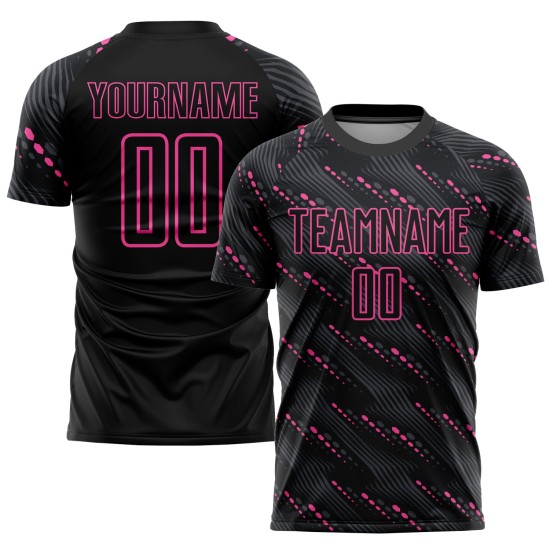 Fußball Sublimation Schwarz Uniform Jersey Custom Pink