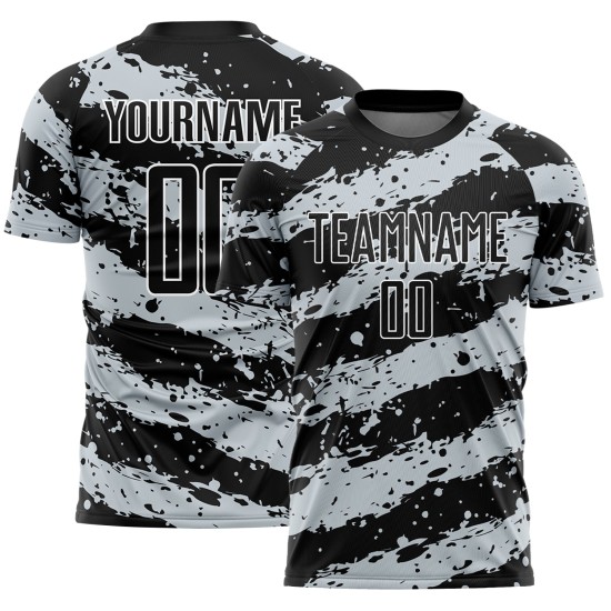 Sublimation Grau-Weiß Schwarz Jersey Fußball Custom Splash Light Uniform