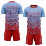 Jersey Fußball Rot Licht Uniform Custom Blau Sublimation