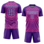 Fußball Formen Sublimation Uniform Custom Lila Rosa-Weiß Abstrakte Jersey