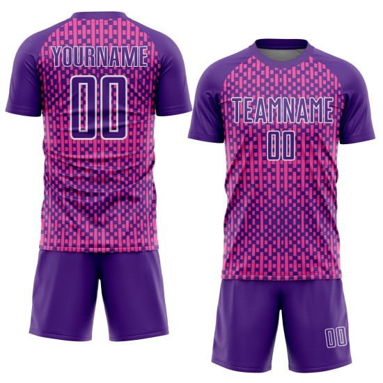 Fußball Formen Sublimation Uniform Custom Lila Rosa-Weiß Abstrakte Jersey