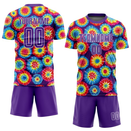 Krawatte Sublimation Uniform Lila-Weiß Jersey Custom Dye Fußball