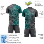 Graue Uniform Graffiti Fußball Jersey Scratch Teal-Steel Muster Custom Sublimation