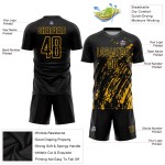Sublimation Gold Uniform Schwarz Fußball Custom Jersey