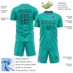 Aqua Fußball Jersey Custom Schwarz Formen Geometrische Uniform Sublimation