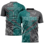 Graue Uniform Graffiti Fußball Jersey Scratch Teal-Steel Muster Custom Sublimation