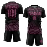Jersey Custom Schwarz Fußball Uniform Rosa Geometrische Sublimation Linien
