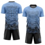 Schwarz Custom Sublimation Blau Uniform Jersey Fußball Licht