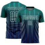 Fußballtrikot Uniform Gradient Line Sublimation Neon Navy-Weiß Custom Grün