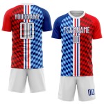 Weiß-Royal Fußball Figur Trikot Sublimation Uniform Custom