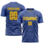 Fußball Custom Gold-Schwarz Drittes Blaues Trikot Uniform Sublimation Licht