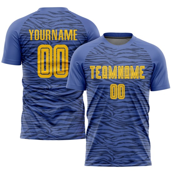 Fußball Custom Gold-Schwarz Drittes Blaues Trikot Uniform Sublimation Licht