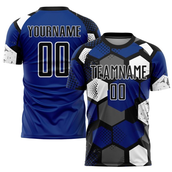 Royal Custom Fußballtrikot Schwarz-Weiß Sublimation Uniform
