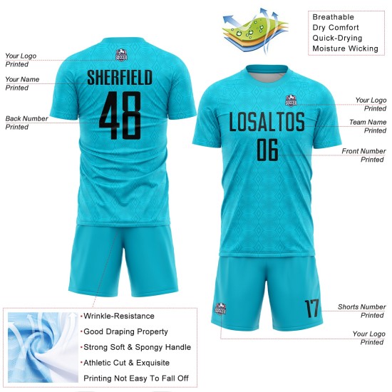 Black Lakes Uniform Jersey Formen Sublimation Custom Blau Fußball Geometrisch