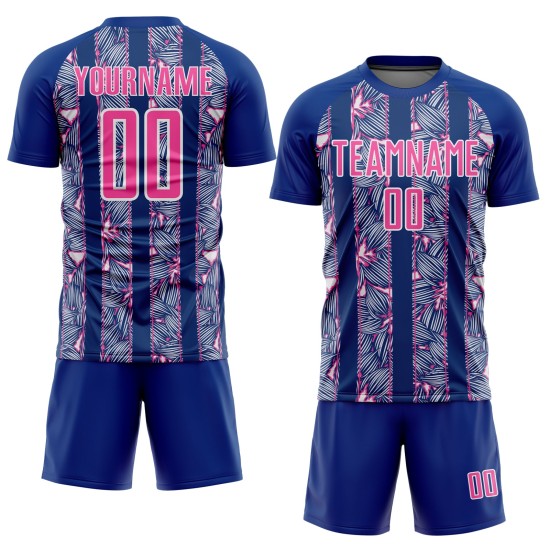 Royal Flowers Pink-Weiß Sublimation Uniform Fußballtrikot Custom