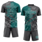 Graue Uniform Graffiti Fußball Jersey Scratch Teal-Steel Muster Custom Sublimation