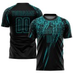 Sublimation Teal Jersey Fußball Custom Uniform Schwarz Sublimation Teal Jersey Fußball Custom Uniform Schwarz