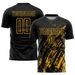 Sublimation Gold Uniform Schwarz Fußball Custom Jersey