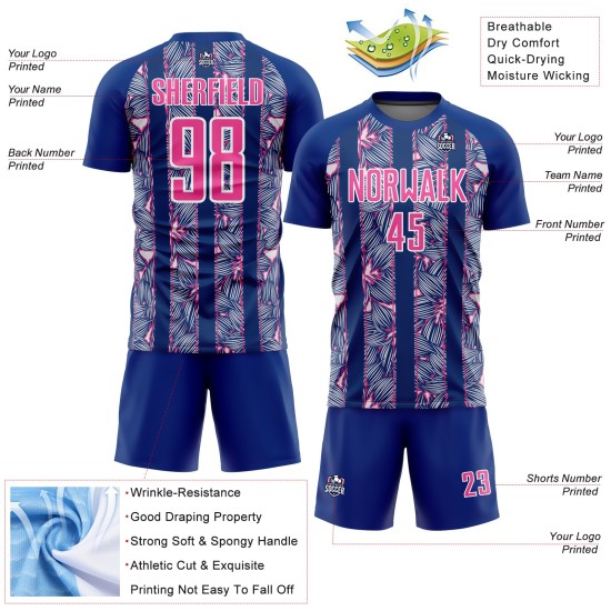 Royal Flowers Pink-Weiß Sublimation Uniform Fußballtrikot Custom
