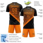 Schwarz Custom Uniform Sublimation Fußball Streifen Jersey Bay Orange