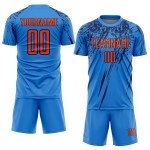 Blaues Pulver Benutzerdefinierte Sublimation Fußballtrikot Uniform Orange-Navy