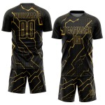 Alte benutzerdefinierte Lightning Gold Sublimation Jersey Uniform schwarz Fußball